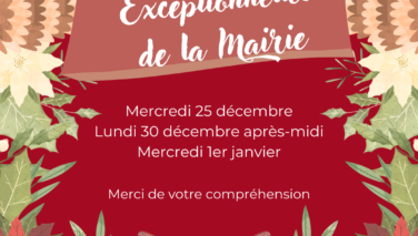 Fermetures  Exceptionnelles de la Mairie